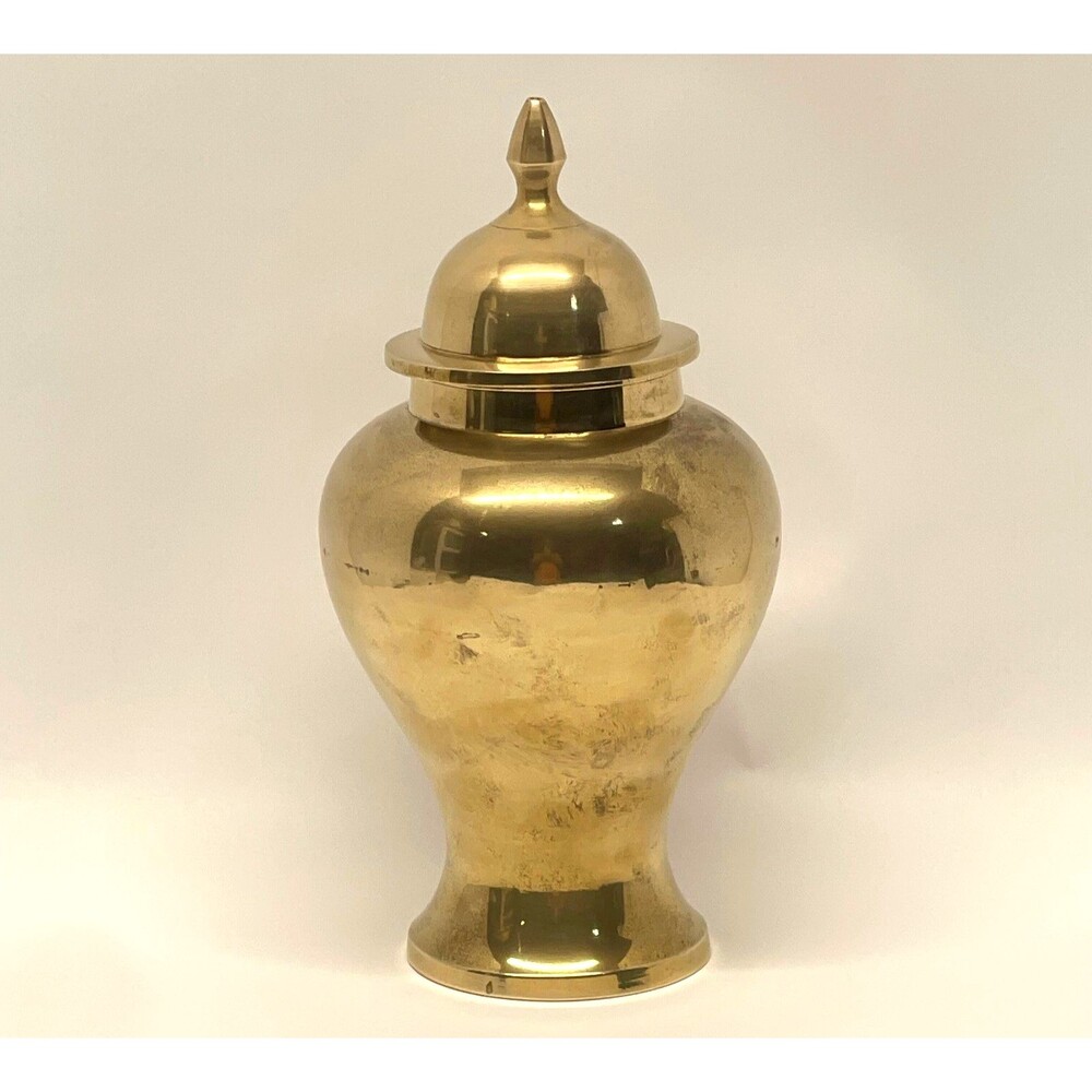 Vintage Solid Brass Ginger Jar with Lid-9" Decorative Urn Gold - Made in India
